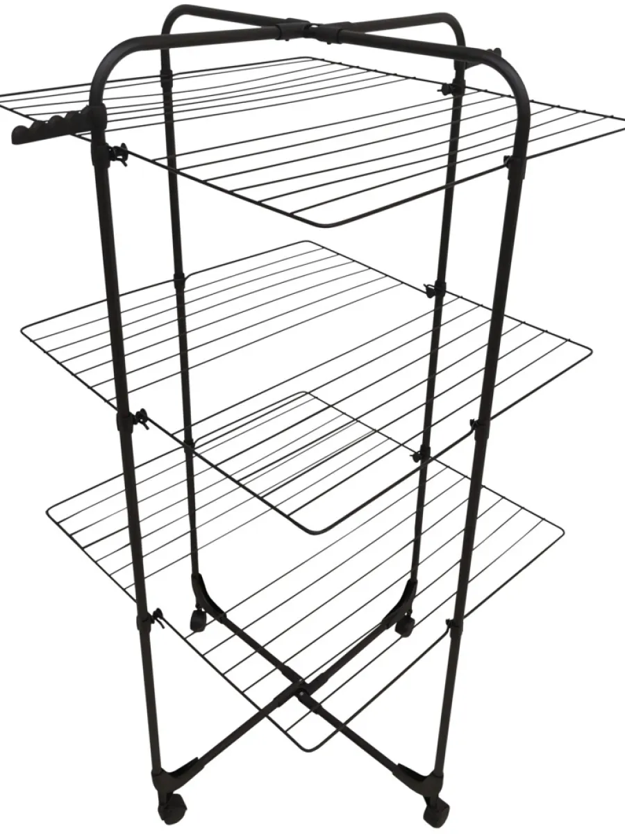 Tørrestativer*Tørrestativ m/hjul 70 x 70 x 133 cm Sort