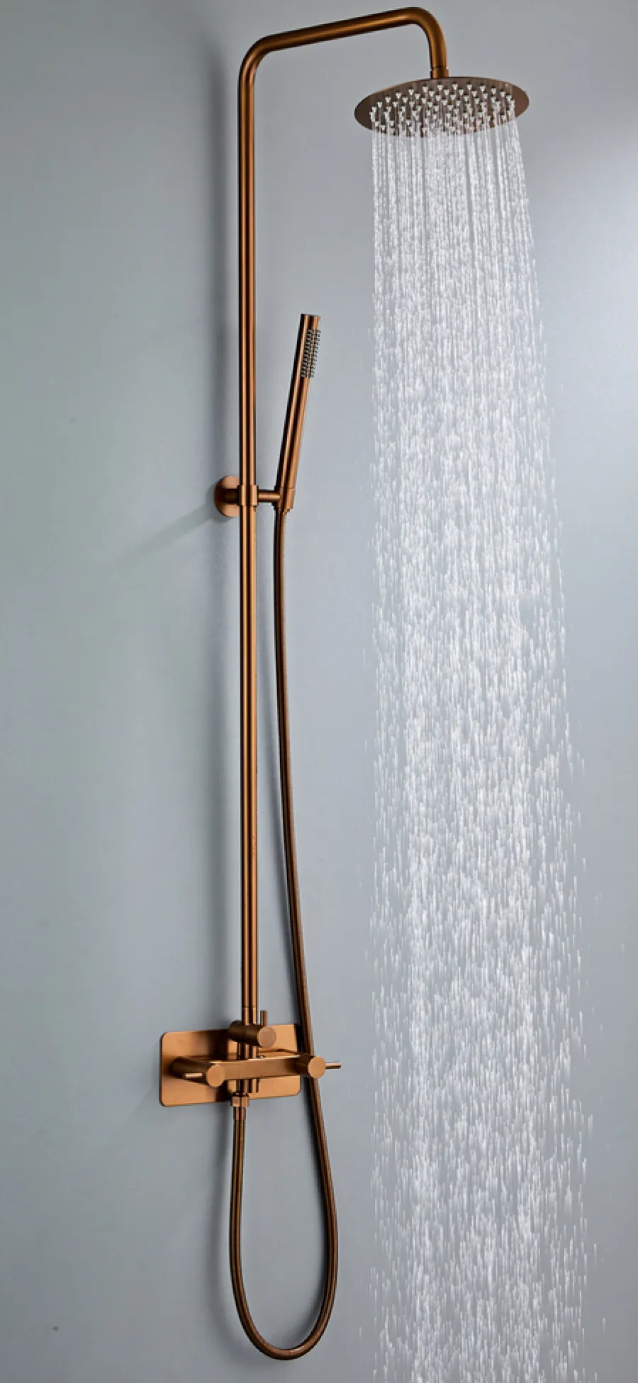 Udendørsbrusere*Udebruser kobberfinish kold/varm Ø20 cm