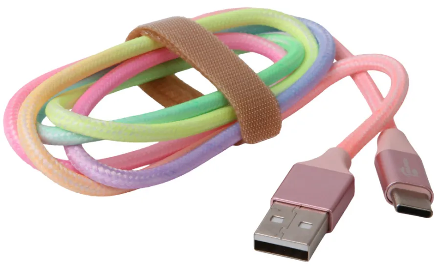PhoneFood Kabler & Adaptere*USB til USB-C kabel regnbuefarvet - 1 meter