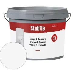 Stabile® Vægmaling*Væg & Facade 25 maling 4,5 liter - Hvid