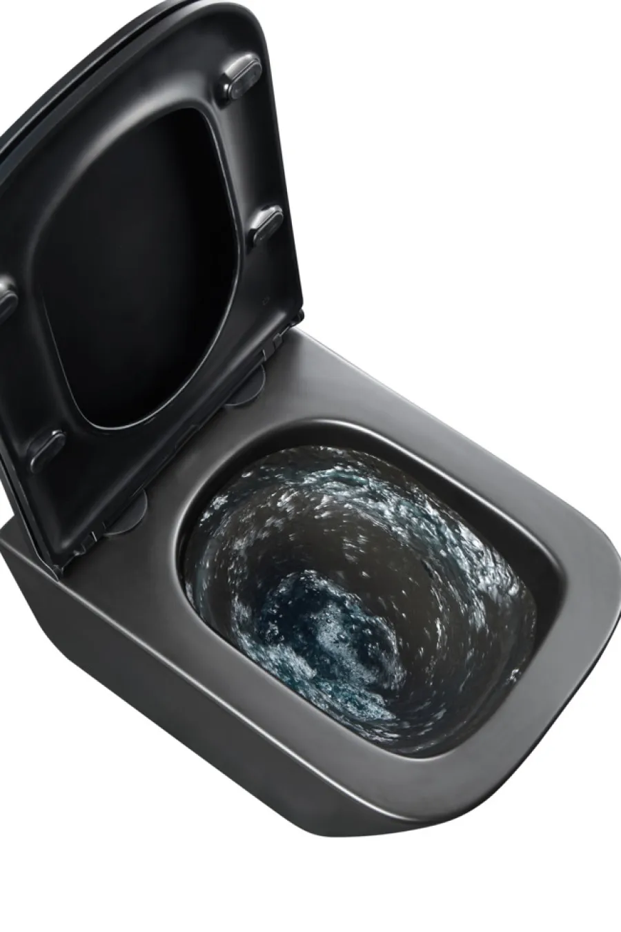 Toiletter*Væghængt toilet kantet m/Vortex skyl - sort
