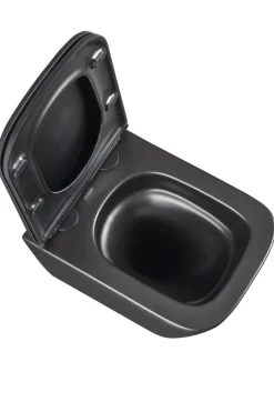 Toiletter*Væghængt toilet kantet m/Vortex skyl - sort