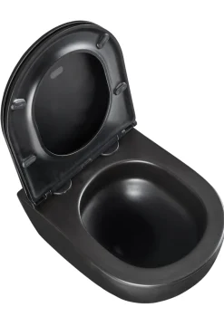 Toiletter*Væghængt toilet rund m/Vortex skyl - sort