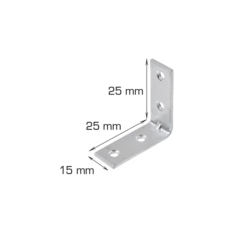 HOME it Bygningsbeslag*Vinkelbeslag 25 x 25 x 15 mm - 2 stk.