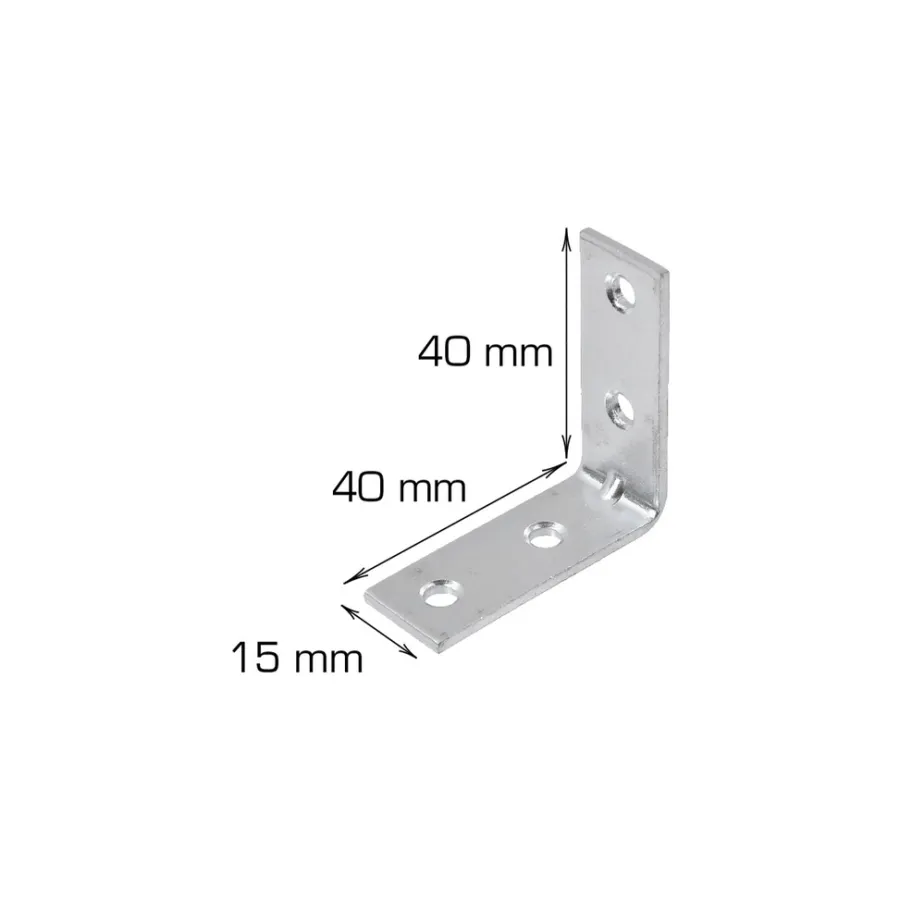 HOME it Bygningsbeslag*Vinkelbeslag 40 x 40 x 15 mm - 2 stk.