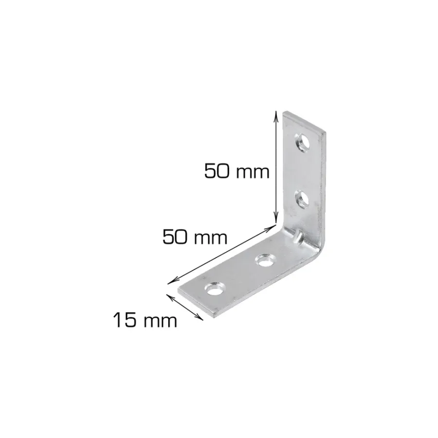 HOME it Bygningsbeslag*Vinkelbeslag 50 x 50 x 15 mm - 2 stk.