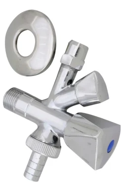 Haner & Ventiler*Vinkelventil med aftap 1/2" x 10 mm