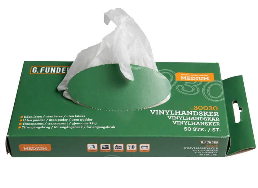 G. Funder Rengøringsartikler*Vinylhandsker str. M 50 stk. -