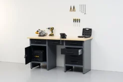 Arbejdsborde & Reoler*Værkstedsbord med skab/skuffer 160 x 60 x 85 cm