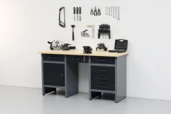 Arbejdsborde & Reoler*Værkstedsbord med skab/skuffer 160 x 60 x 85 cm