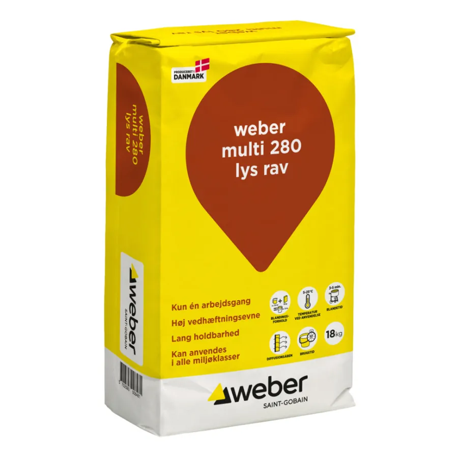 Weber Saint-Gobain Cement & Mørtel*Weber Multi 280 Farvet hæftemørtel 18 kg Lys rav