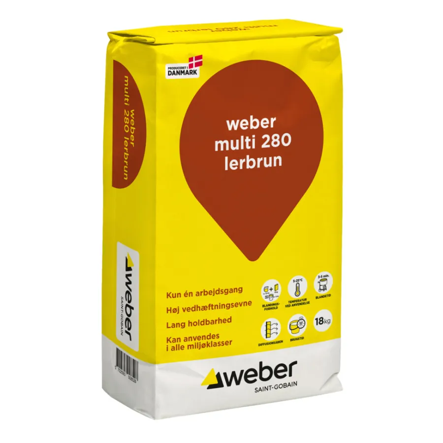 Weber Saint-Gobain Cement & Mørtel*Weber Multi 280 Farvet hæftemørtel 18 kg Lerbrun