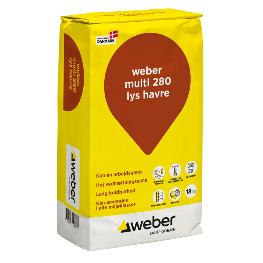 Weber Saint-Gobain Cement & Mørtel*Weber Multi 280 Farvet hæftemørtel 18 kg Lys havre