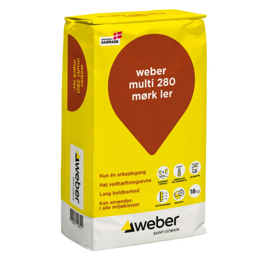 Weber Saint-Gobain Cement & Mørtel*Weber Multi 280 Farvet hæftemørtel 18 kg Mørk ler